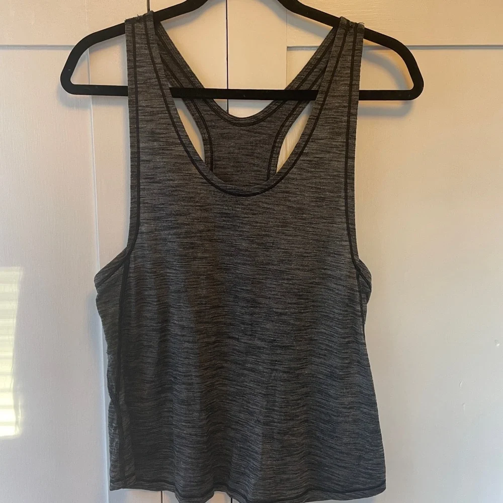 Lululemon Essential Charcoal Gray Racerback Active Tank Top Stylish Yoga Size 6 - Picture 8 of 12